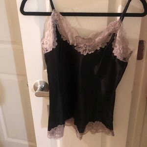 Black and white silk top
